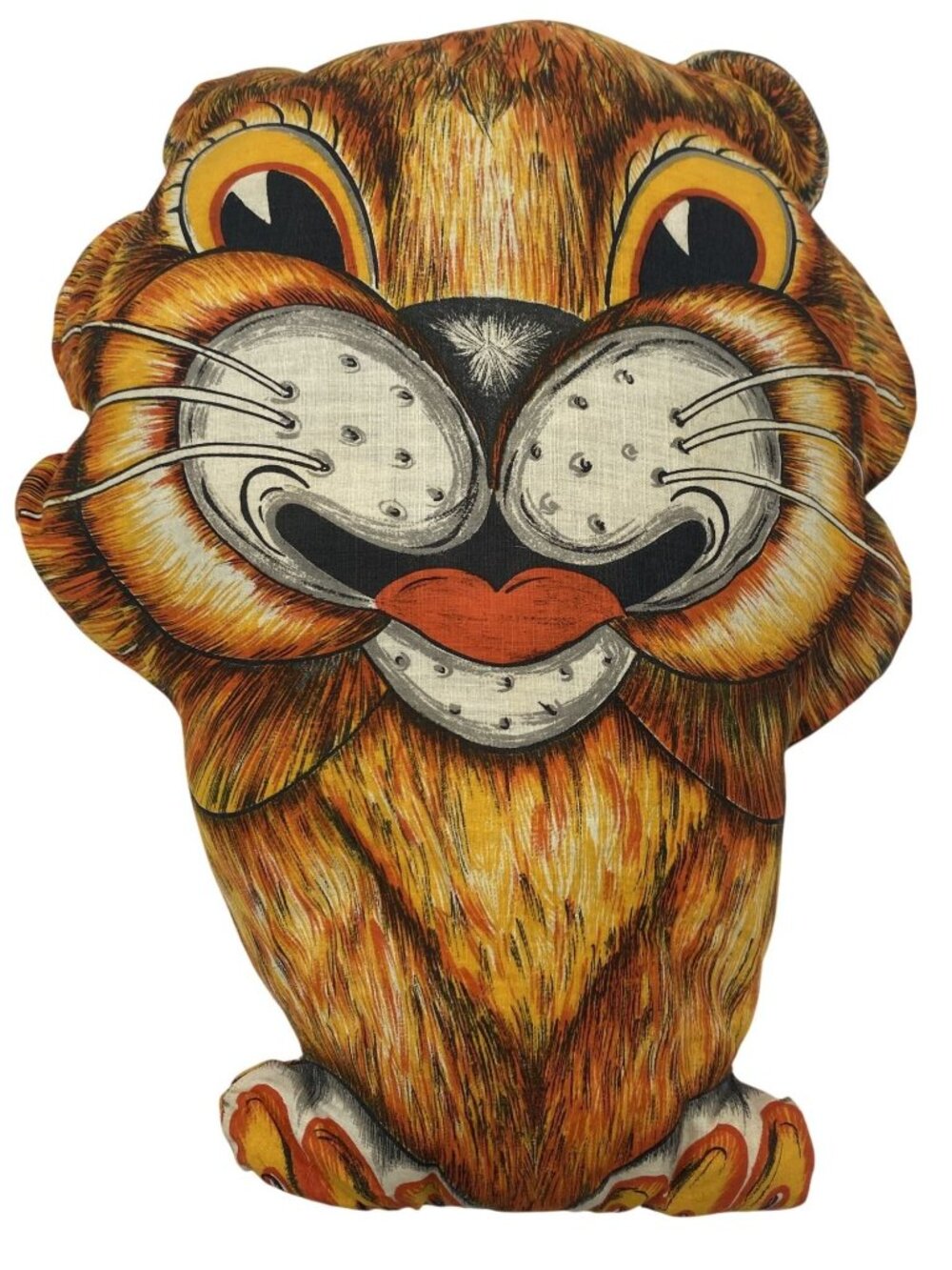 Vintage Richard the Lion Shaped Fabric Panel Pillow 15 Inches 1970s